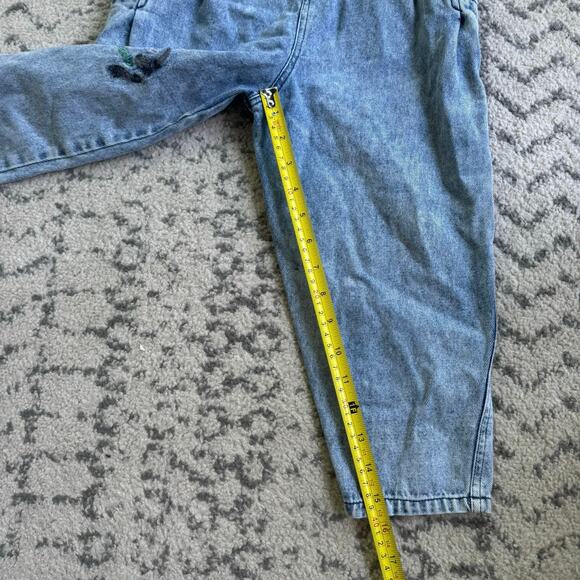 VTG 90s Acid Washed Denim Overalls with princess castle by Popsicle Sz 4 - Picture 10 of 12